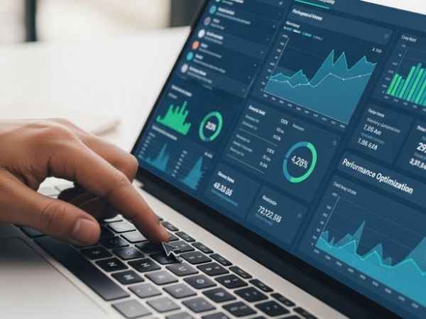 Dashboard de marketing digital com métricas de leads, campanhas e resultados